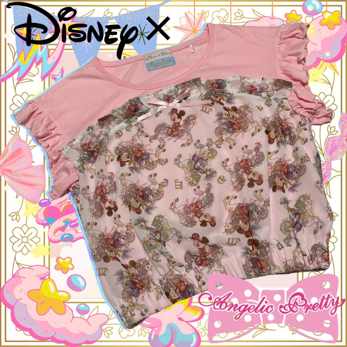 Preview of ミニー&デイジーコラボピンクカットソー/AngelicPretty/ロリィタ/ロリータ/量産型地雷系/夏服/ディズニー/ユニコーン