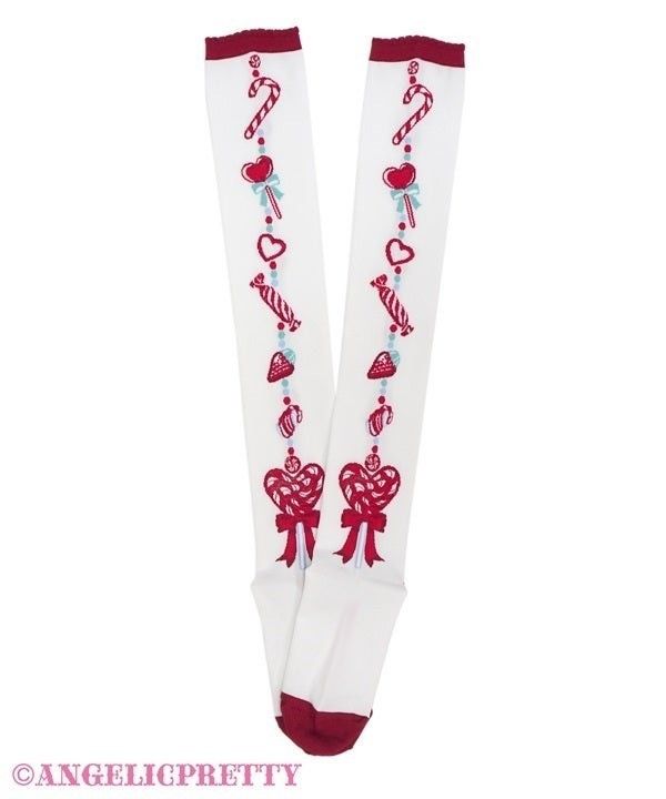 Preview of Angelic Pretty Candy Ornament Over-the-Knee Sneakers (Red)