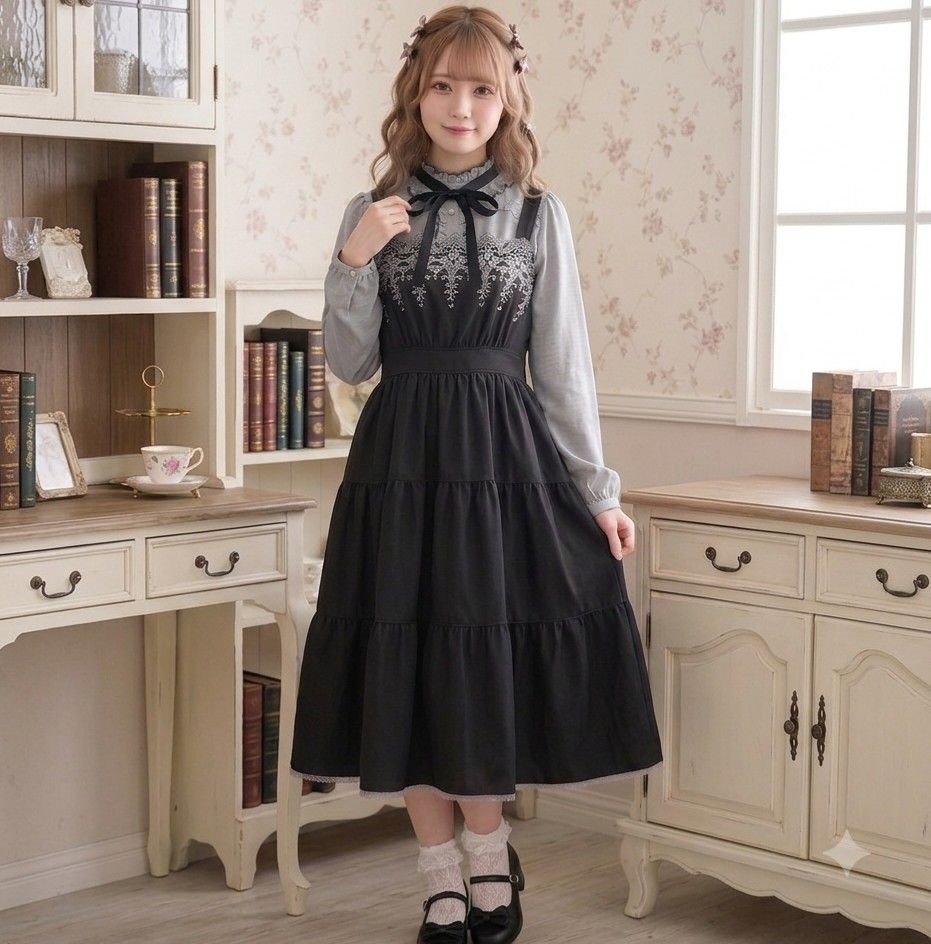 Preview of ティアードワンピース トップス セット ロリータ