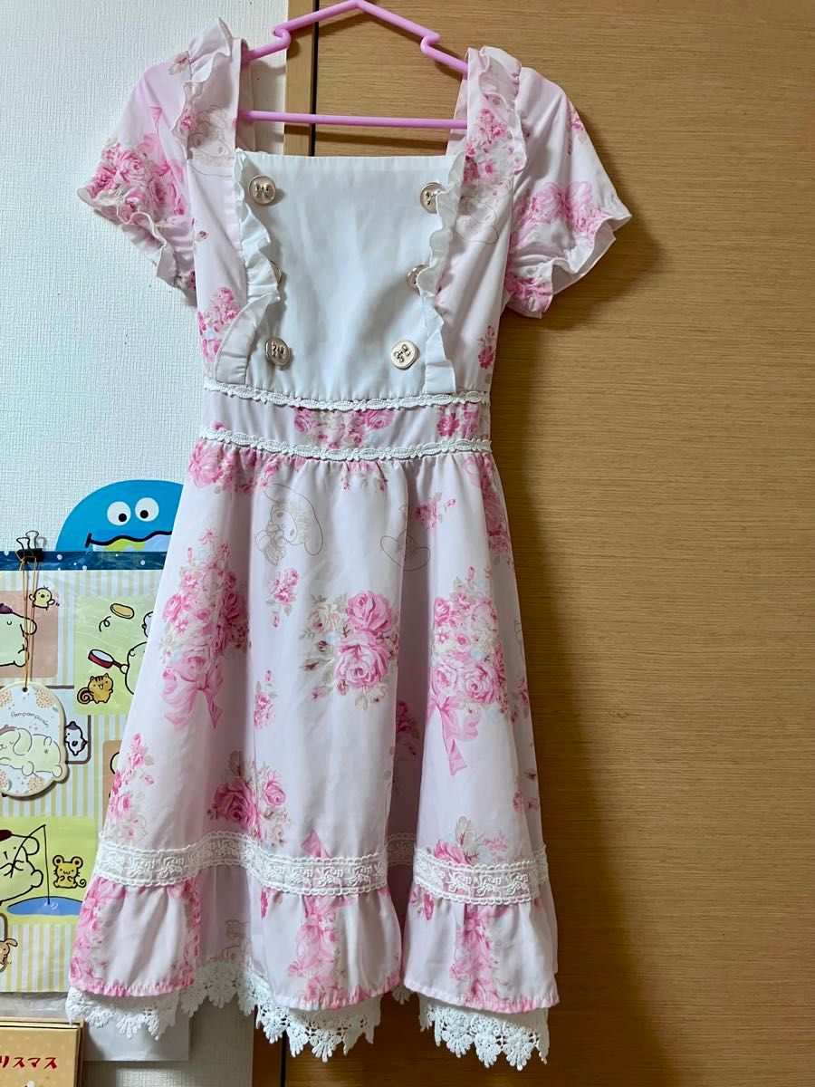 Preview of LIZLISA☆マイメロディ☆リズメロ☆sanrio☆ローズ柄 ジャンパースカート ピンク ロリータ風