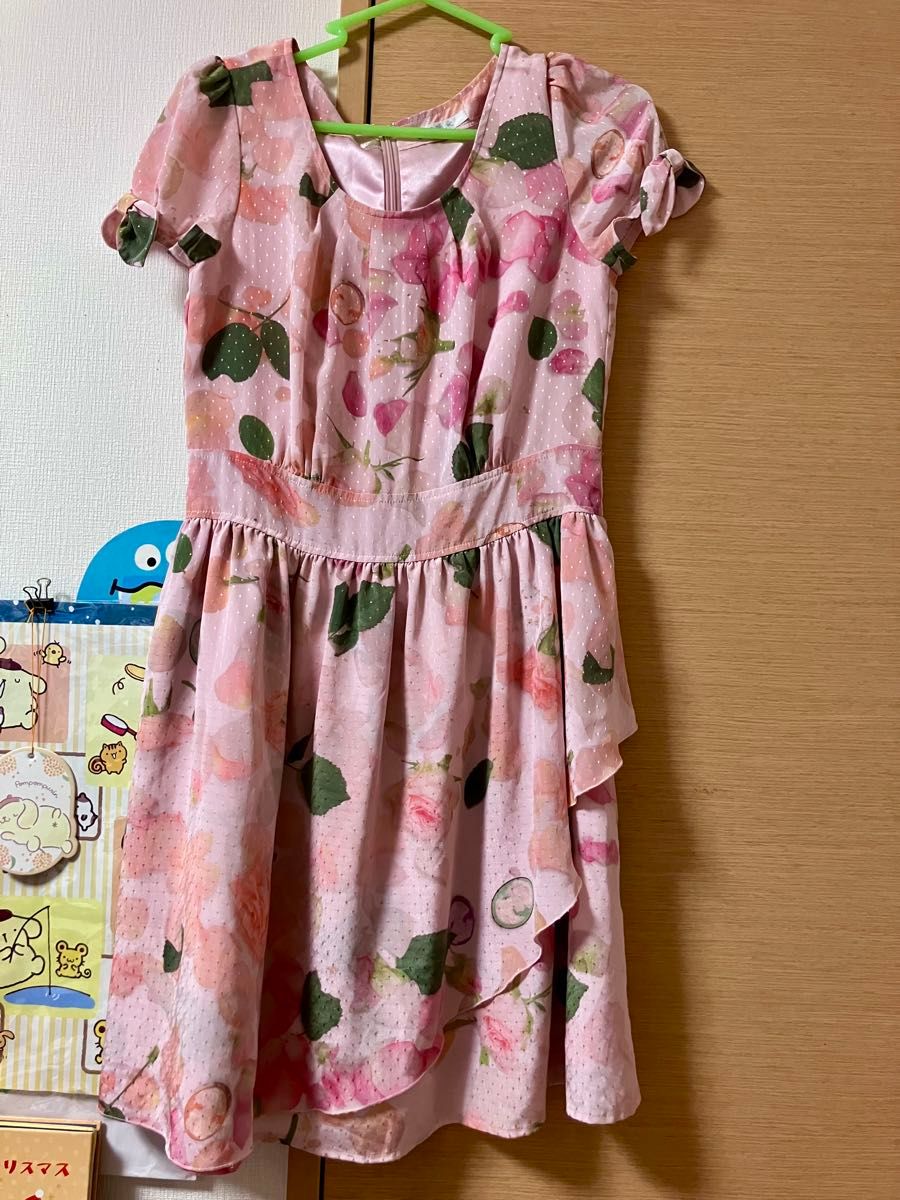 Preview of MILK☆花柄プリントワンピース 半袖 ピンク系 ロリータ風