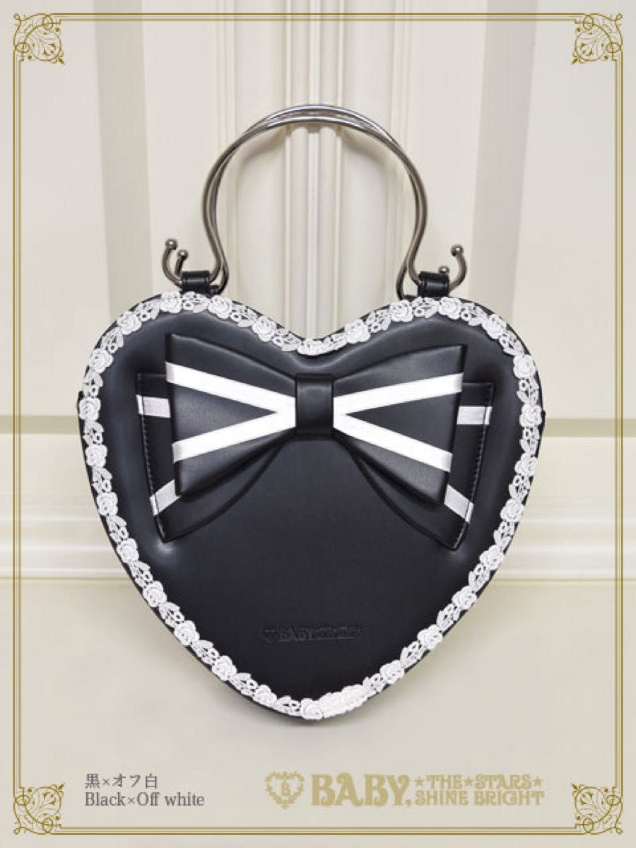 Preview of BABY, THE STARS SHINE BRIGHT Ribbon Heart Bag Black x Off-White
