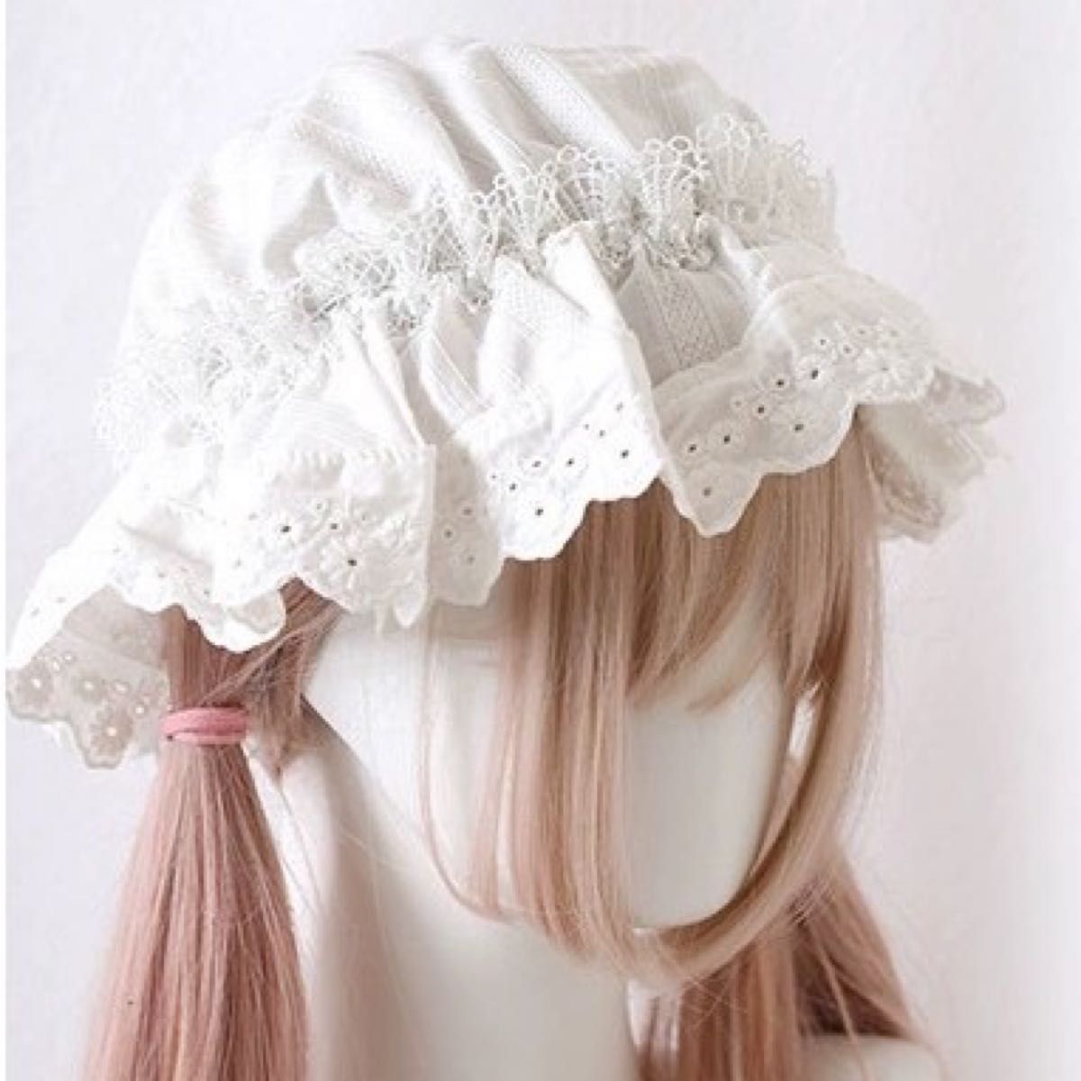 Preview of ホワイト 白 メイドキャップ ハット 帽子 ロリータ 天使界隈 ボンネット クラロリ 可愛い