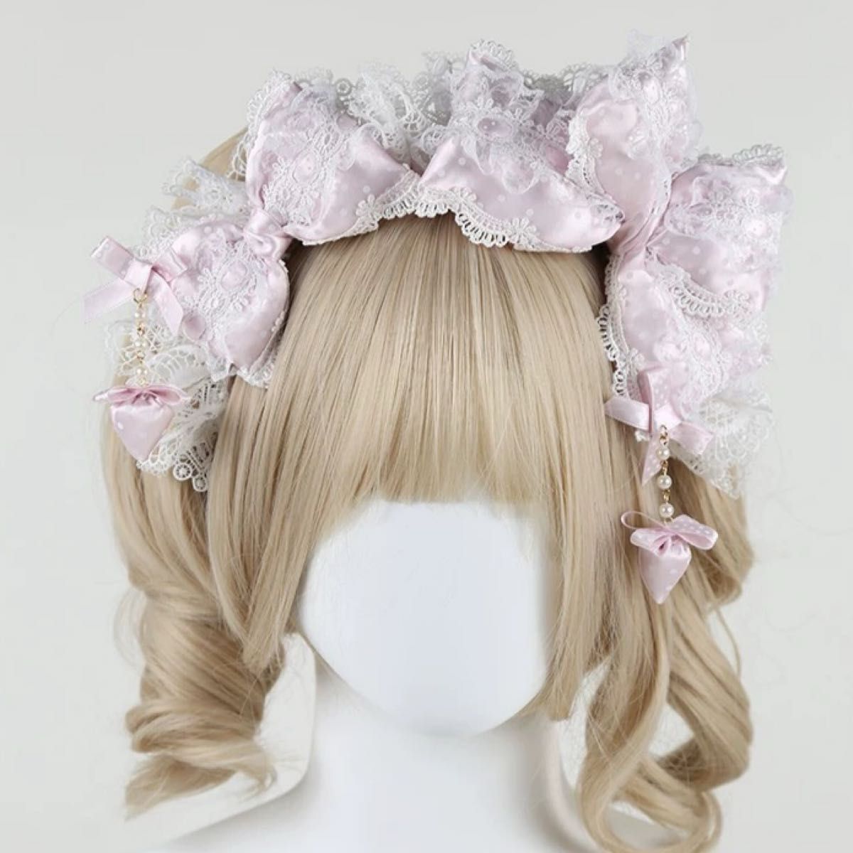 Preview of ピンク ドット リボン カチューシャ いちご かわいい ロリータ アイドル 新品