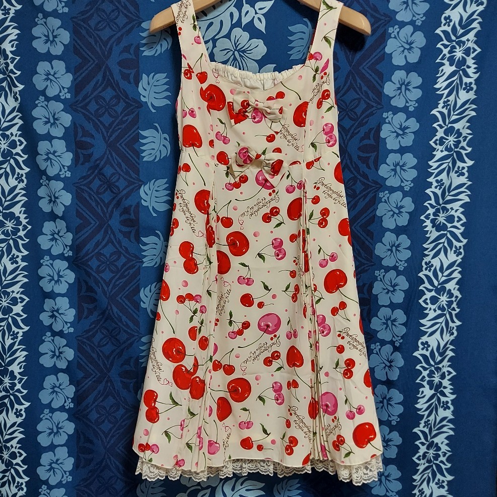 Preview of Metamorphose Jumper Dress, White, Cute Cherry Pattern, Brand New