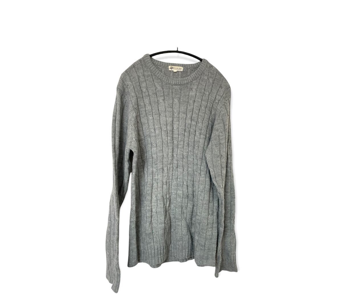 【Natural Story】Men's Tops knit Sweaters Size L, Gray knit shirt knit Sweaters