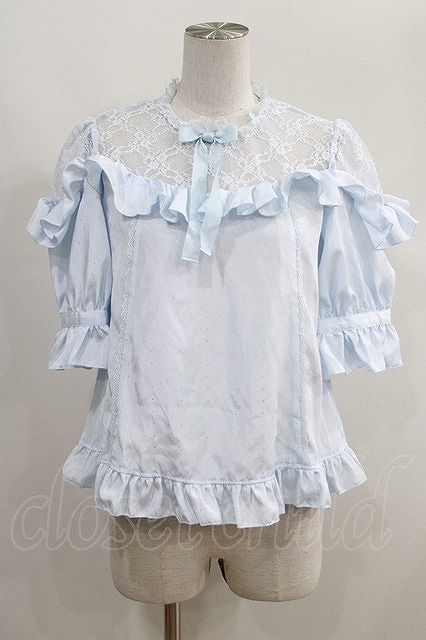 Preview of Angelic Pretty Lacy Frill半袖ブラウス 22-10-15-023h-1-BL-AP-L-NS-ZH