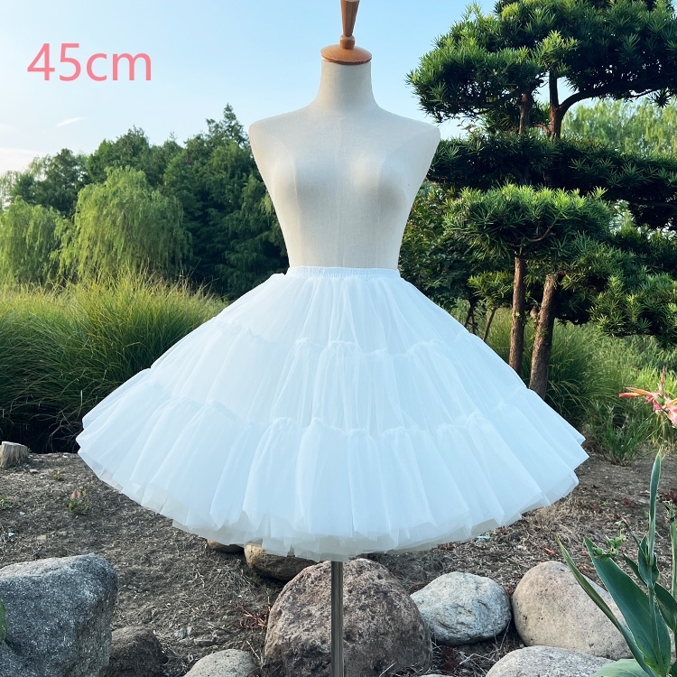Preview of 膝丈パニエ 45cm丈 ミディアム丈 パニエ 多層オーガンジー 華やか ボリューム フリルいっぱい ふわふわ チュチュ スカート ドレス ロリータ