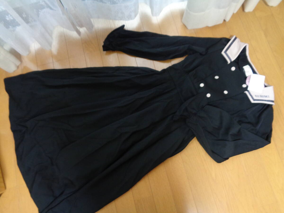 Preview of しまむら☆インフルエンサーコラボ☆青木美沙子☆mpetit☆新品☆サンリオ☆クロミ☆セーラー☆長袖☆ワンピース☆黒☆ロリータ