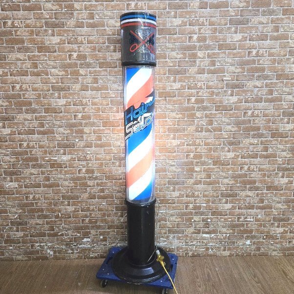 動作品 昭和レトロ 床屋 サインポール 回転灯 ヴィンテージ オブジェ