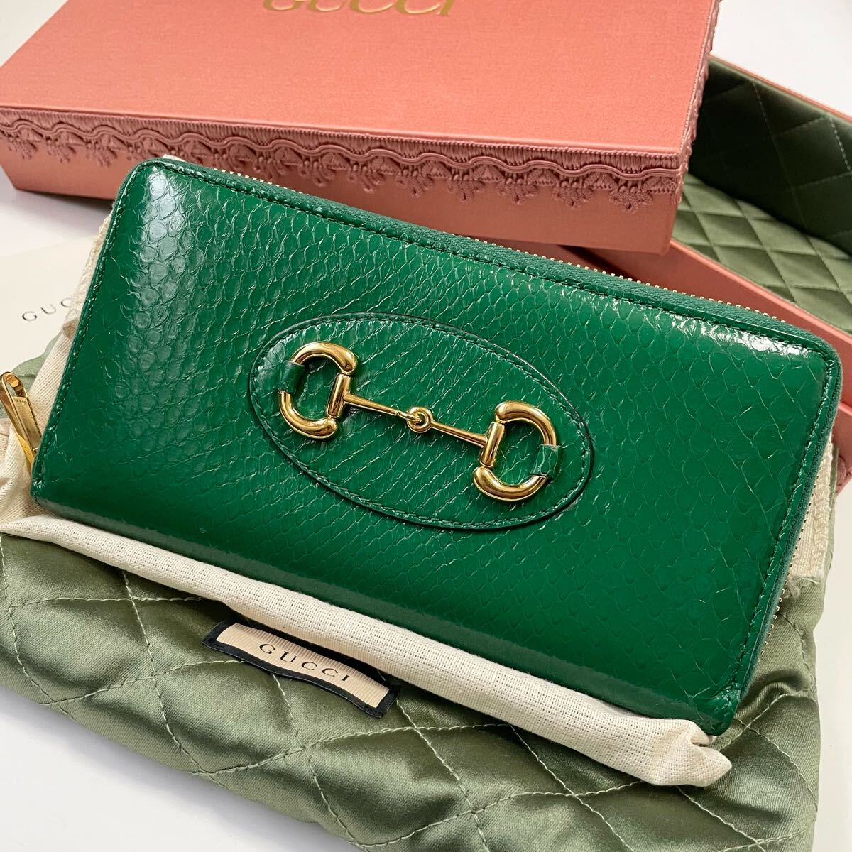☆美品 GUCCI グッチ パイソン ニムフェア バンブー ラウンド