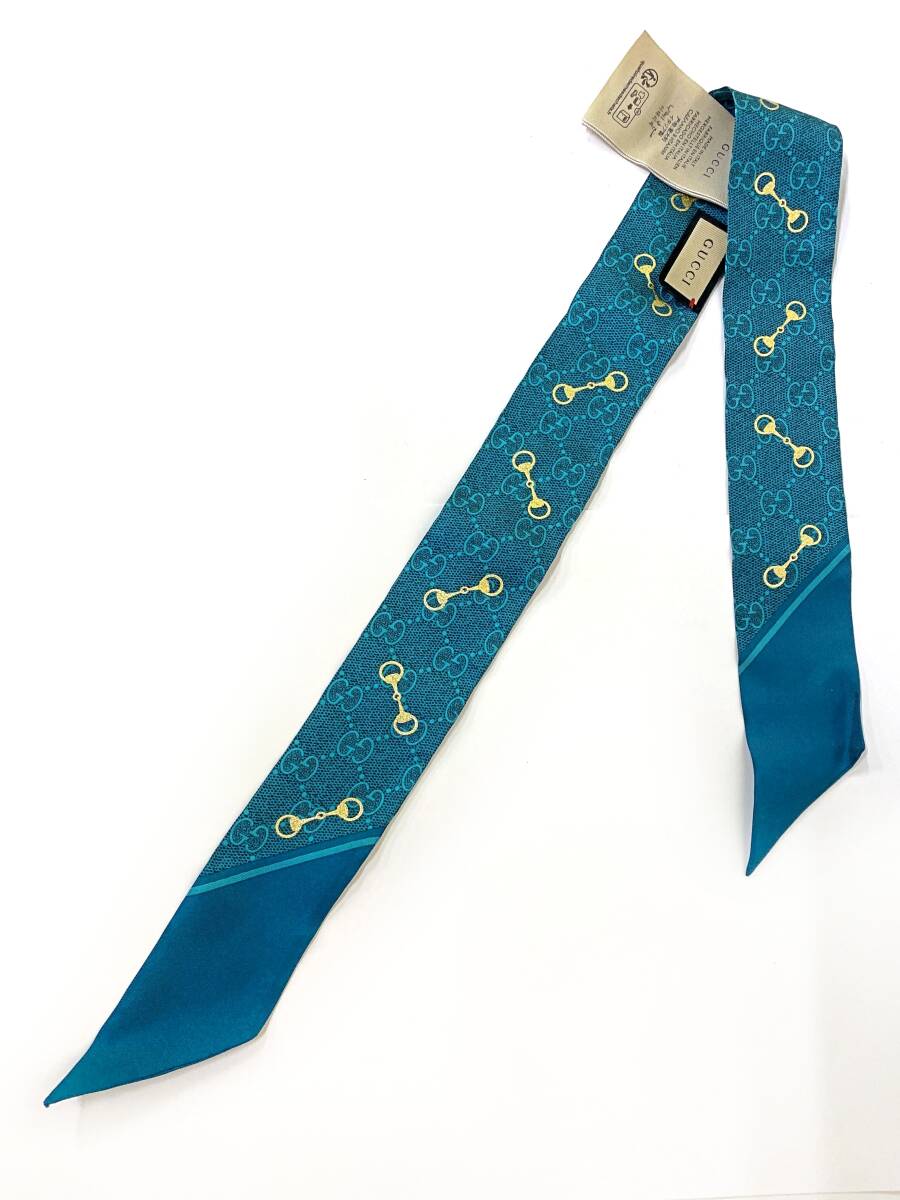 GUCCI ネックボウ　フローラプリント　ブルー　青 GUCCIシルクツイル フローラ プリント ネックボウ | Shop at