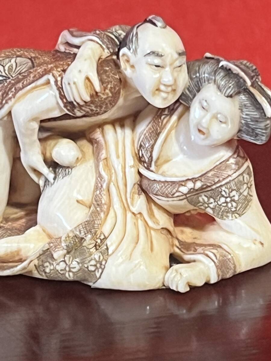 で：でかい3倍根付　浮世絵春画 2体１対セット　逸品物希少 天然牙彫刻 春画根付 珍品 人形 2体セット - メルカリ