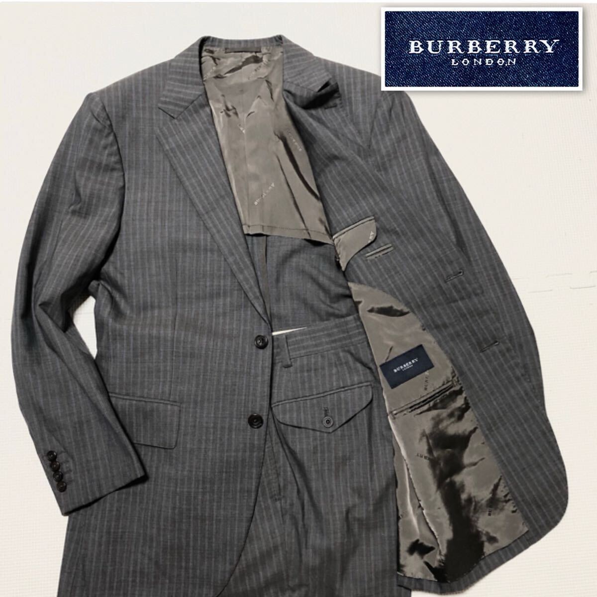 BURBERRY LONDON ストライプスーツ セットアップグレー M〜L相当
