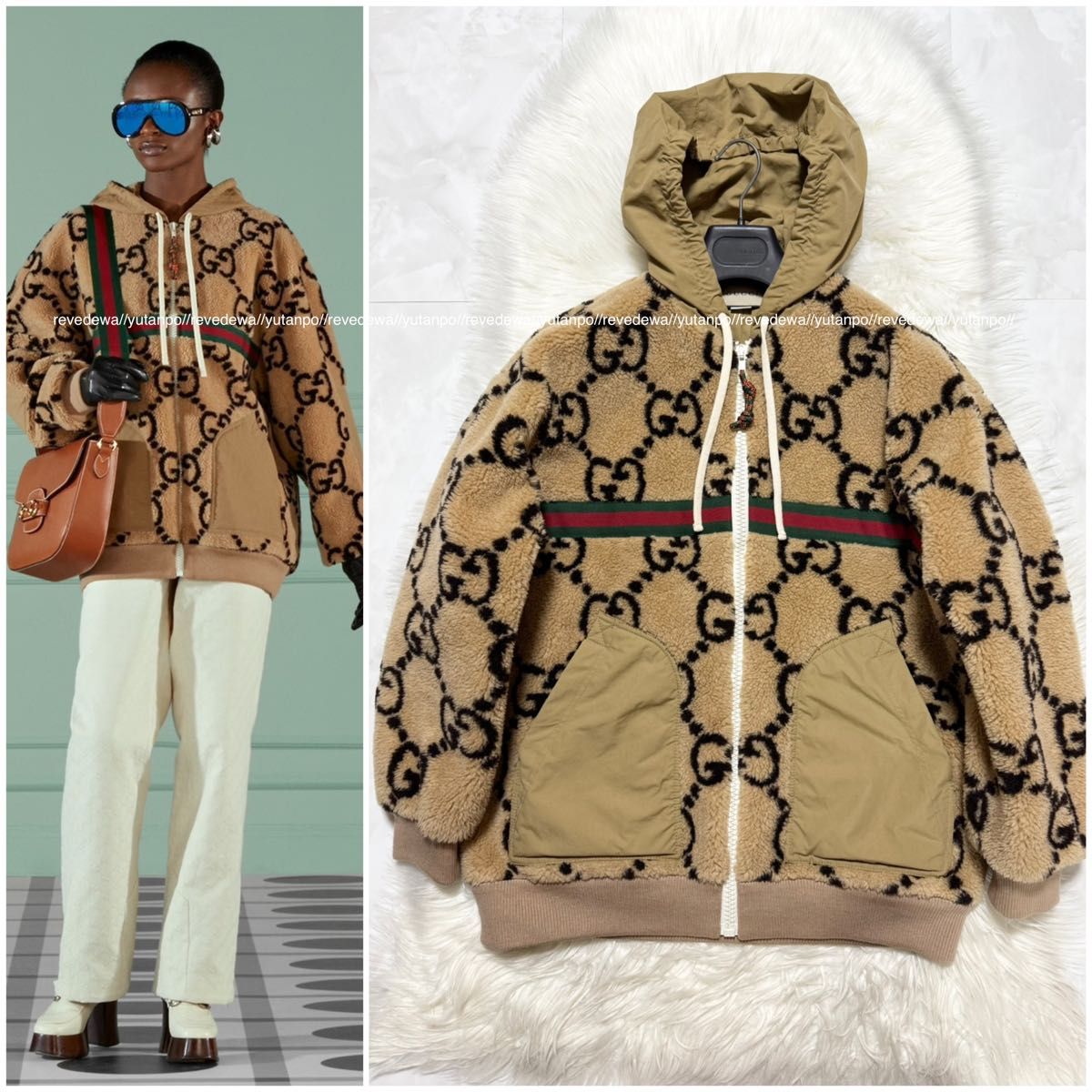 GUCCIグッチ GG柄 ナイロン ブルゾン ボンバージャケット XS ブラック