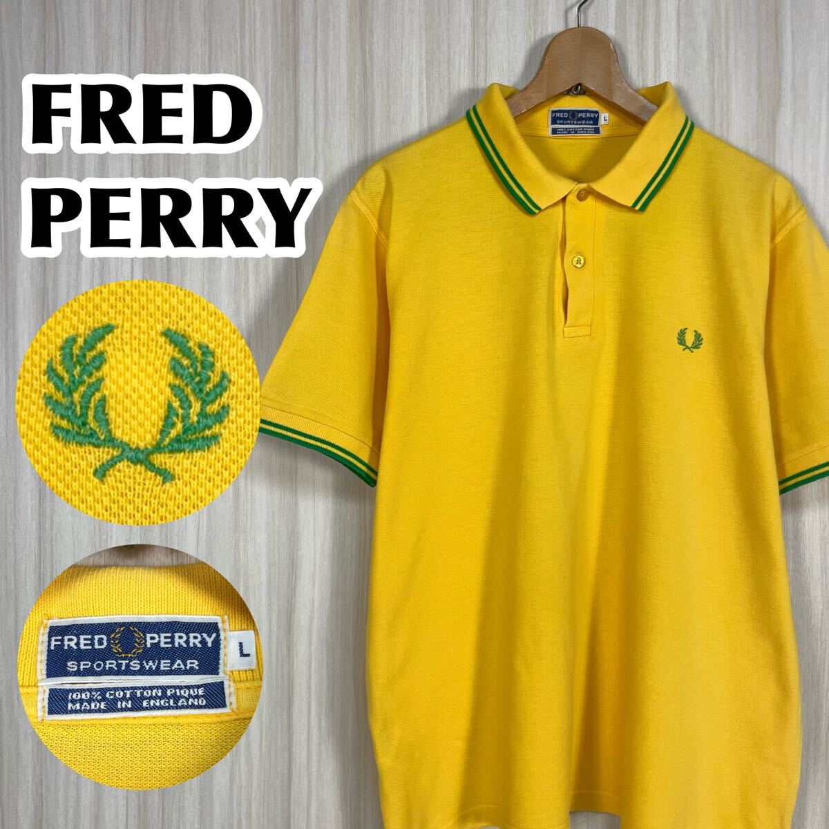 極美品 希少カラー FREDPERRY フレッドペリー 赤 ポロシャツ 半袖 L