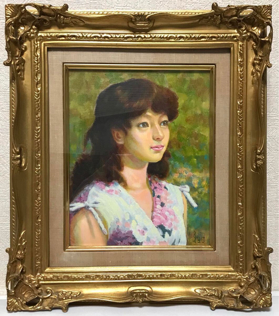 【真作】絵画　油彩3号　毘沙門沼　優美な風景画　自然の息吹　V183 真作】絵画 油彩3号 毘沙門沼 優美な風景画 自然の息吹 V183