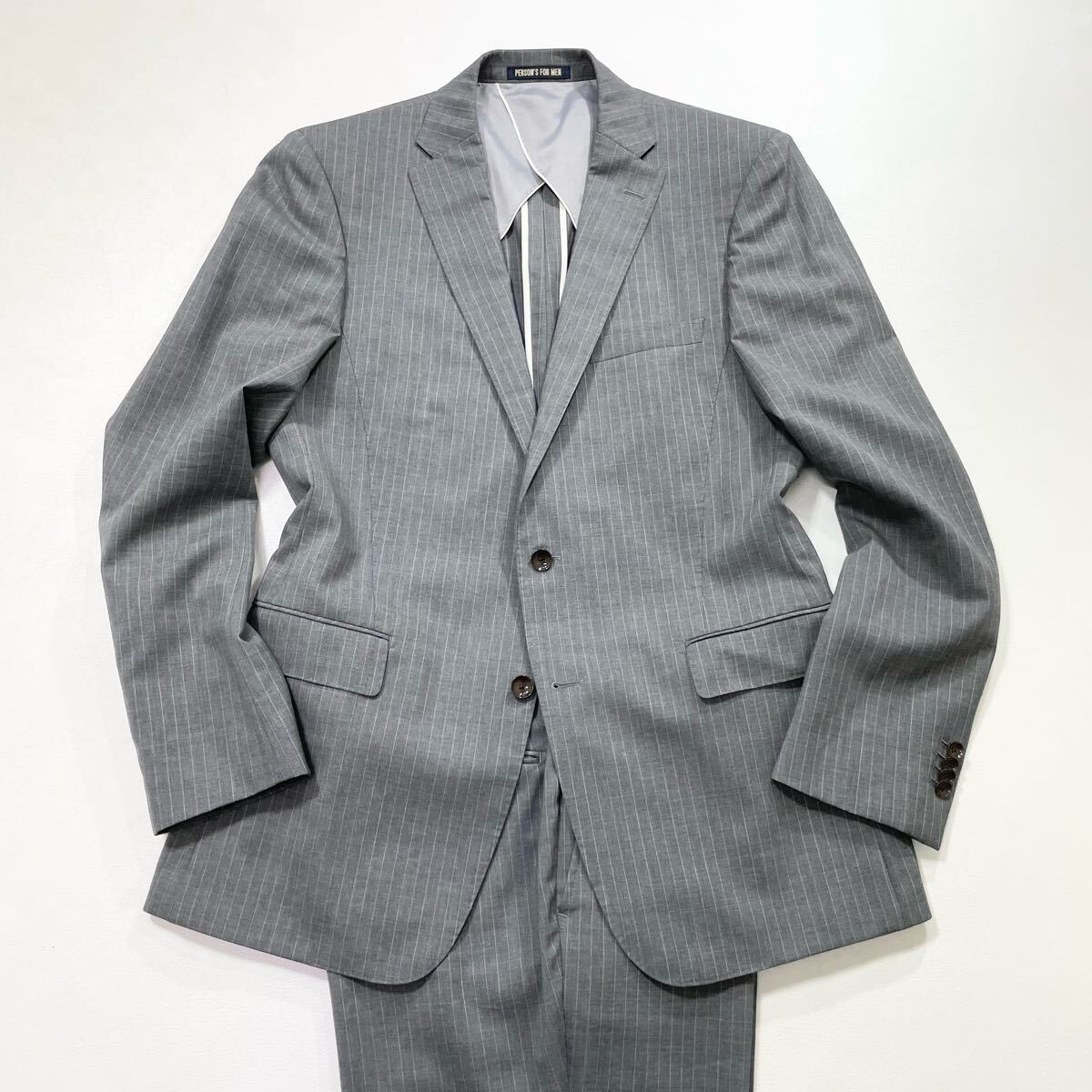 パーソンズ PERSON'S グレー ストライプ 3ピース YA7 XL 背抜き パーソンズ PERSON'S グレー ストライプ 3ピース YA7 XL 背抜き