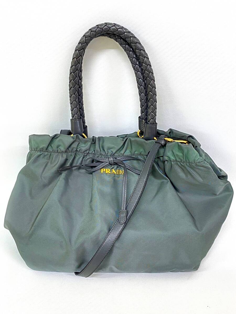 Prada 極美品 2way パデット ナイロン ハンドバッグ レザー プラダ 