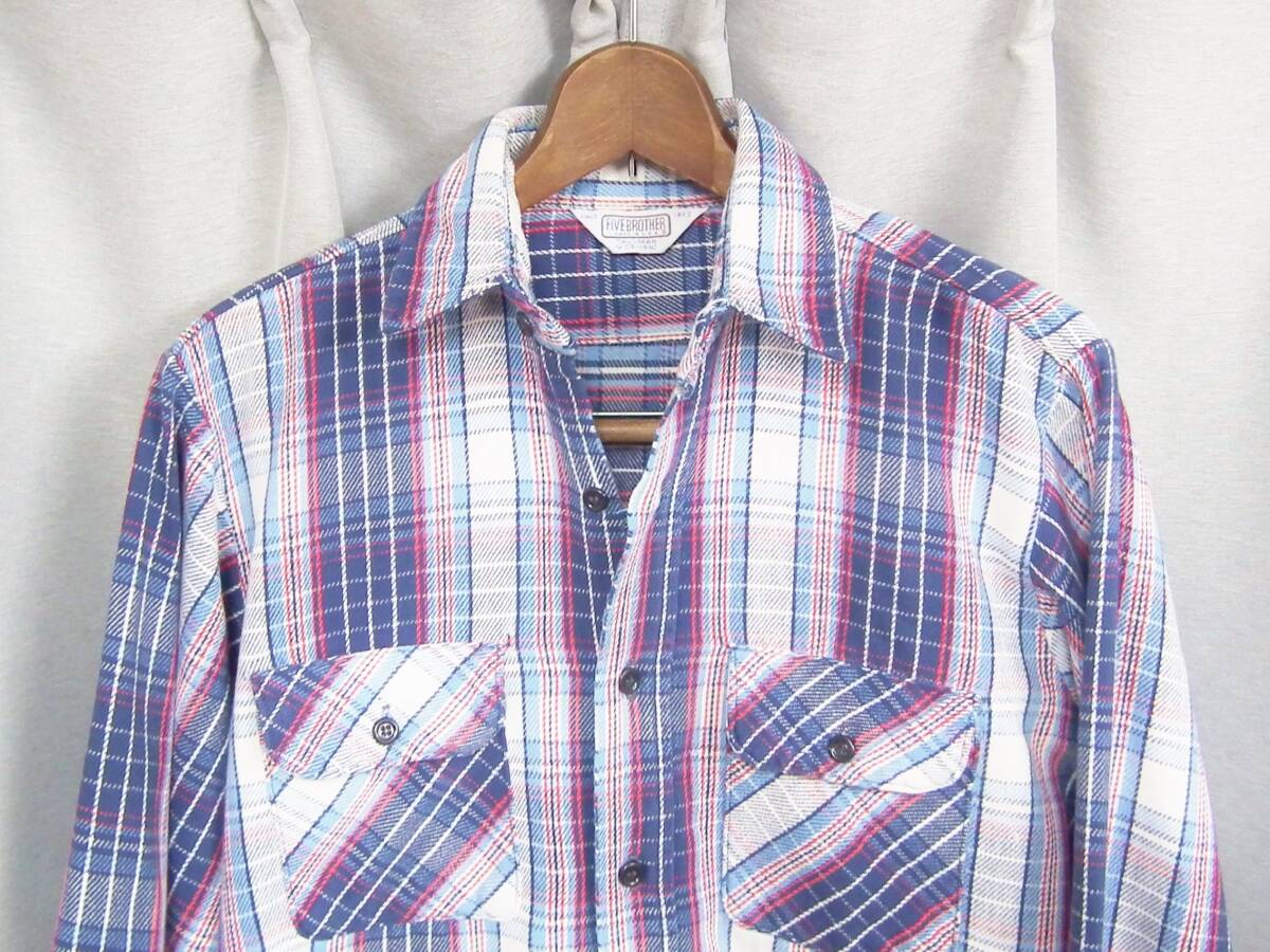 極上配色】70's USA製 FIVE BROTHER チェックネルシャツ L | Shop at