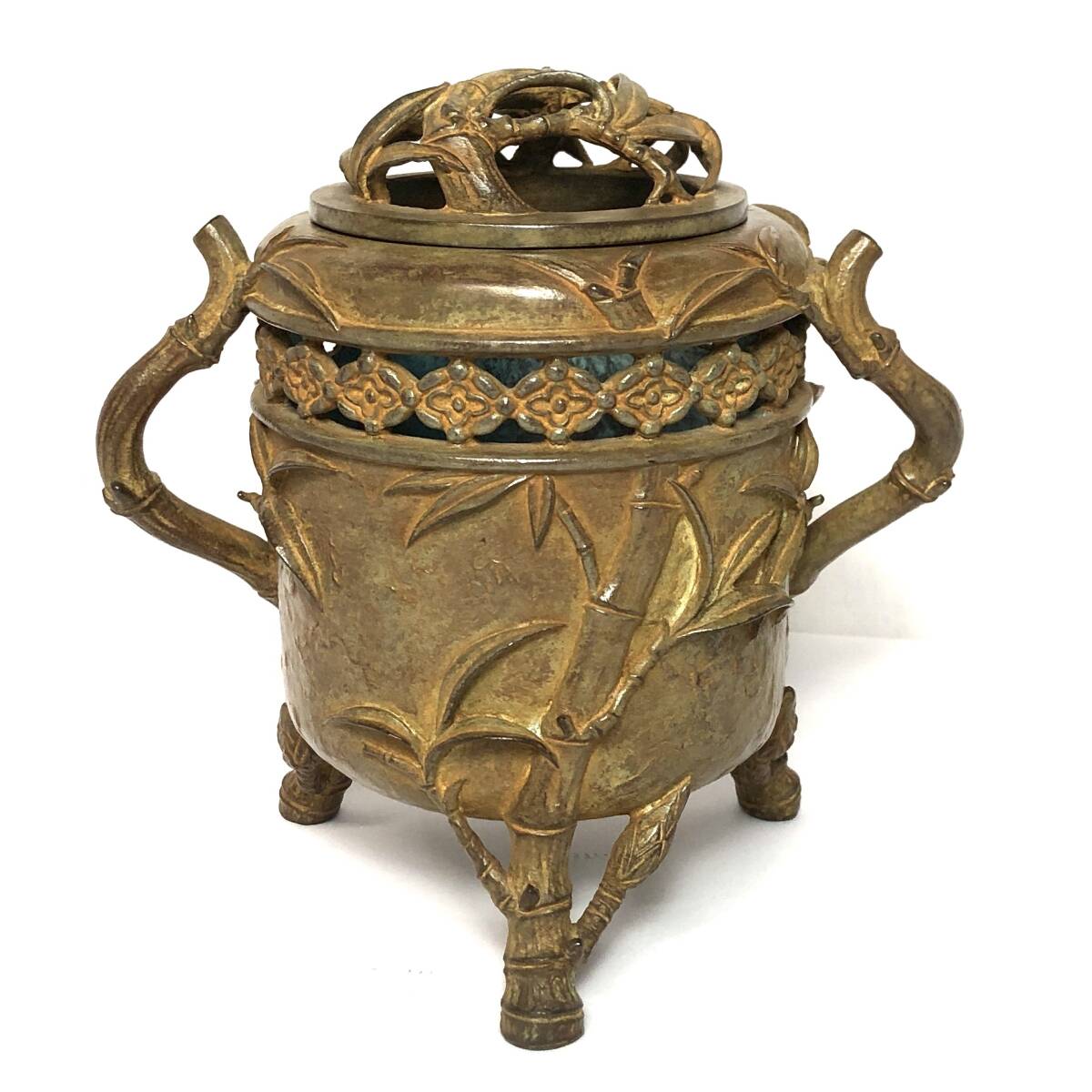 ◇天香楼◇瑞正作 銅三足香炉 高岡銅器 経年時代物 AJ0856