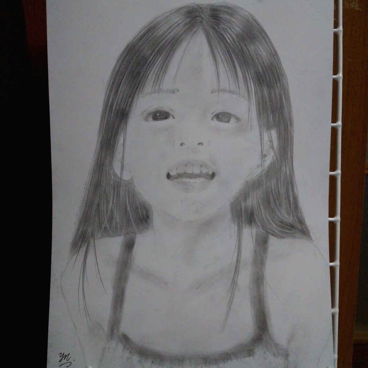 【匿名配送】鉛筆画　「笑顔」　A4サイズ額つき 匿名配送】鉛筆画 「笑顔」 A4サイズ額つき | Shop at
