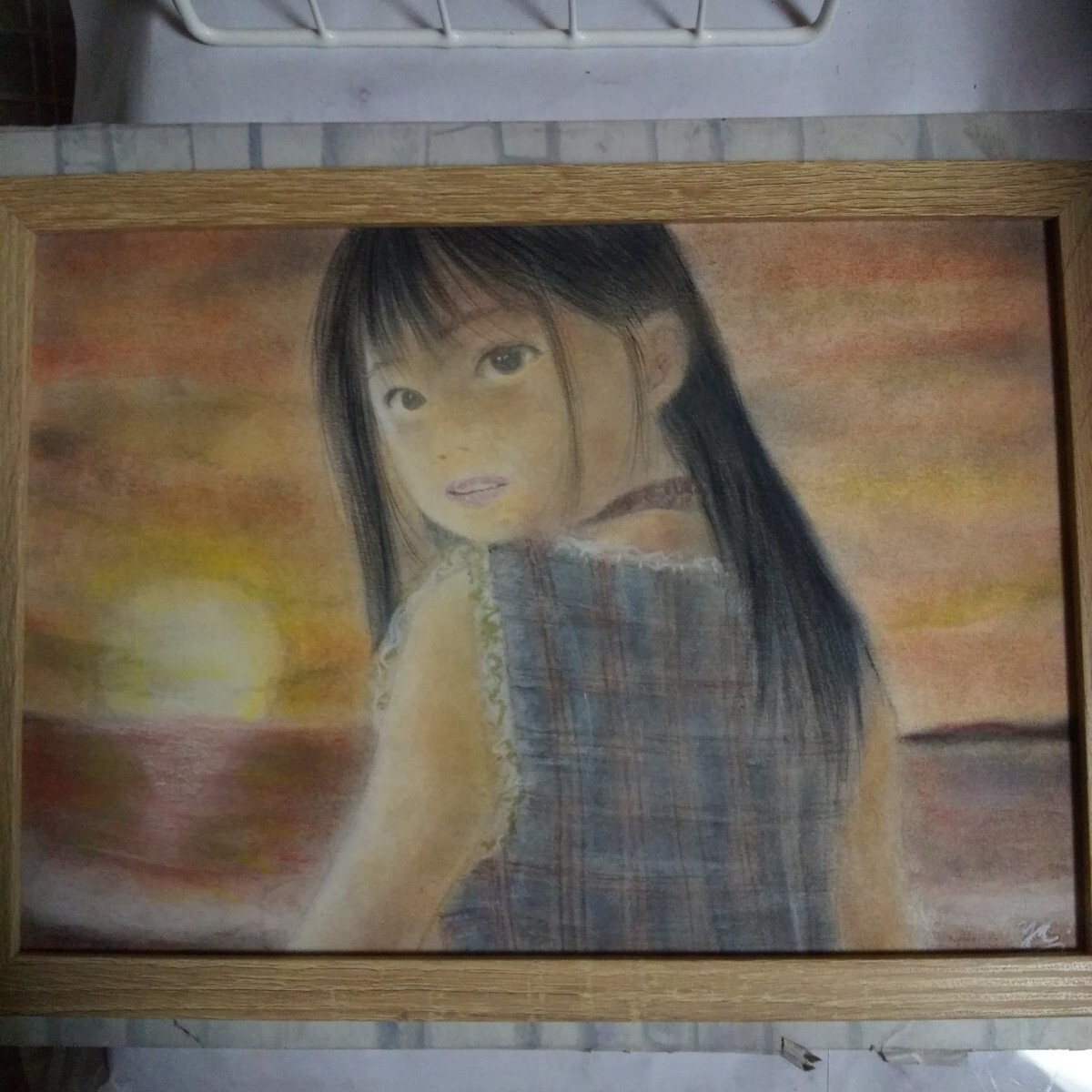 匿名配送】鉛筆画 「笑顔」 A4サイズ額つき | Shop at