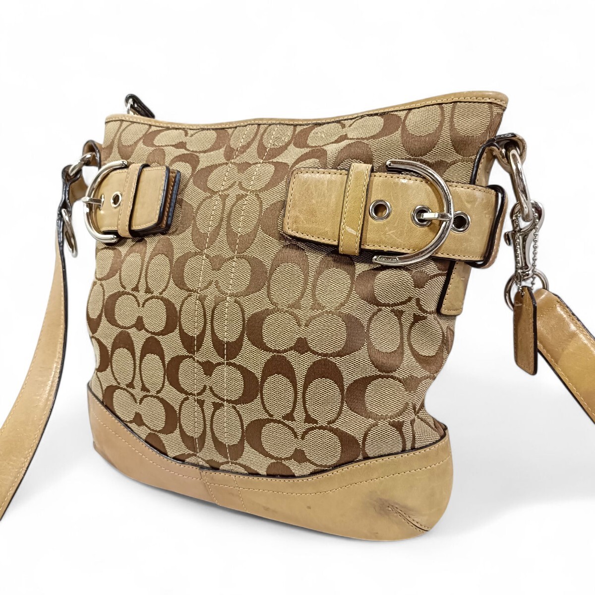 COACH コーチ スマホショルダー クロスボディ シグネチャー ベージュ
