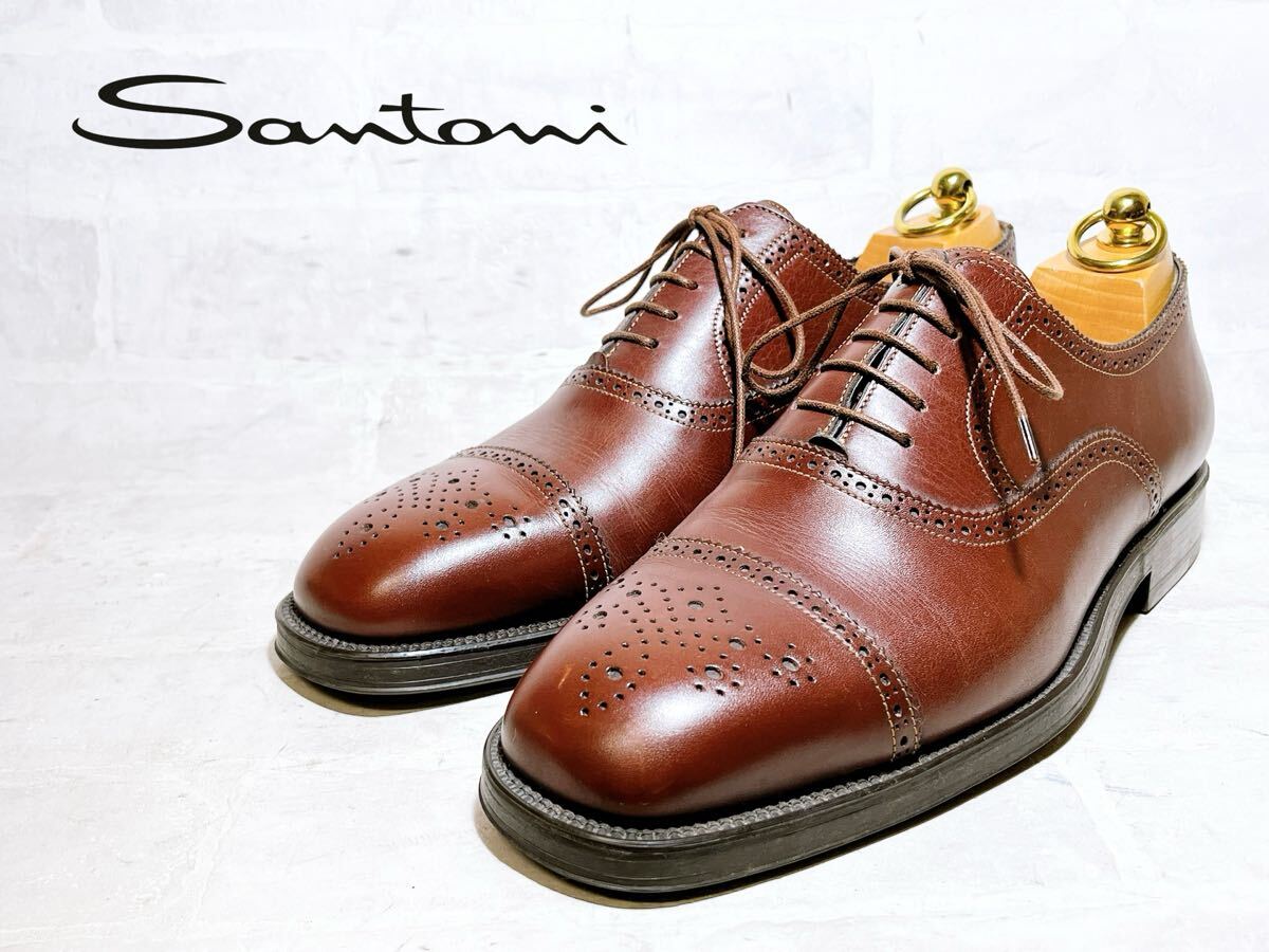 Santoni サントーニ フルブローグシューズ ウィングチップ レザー