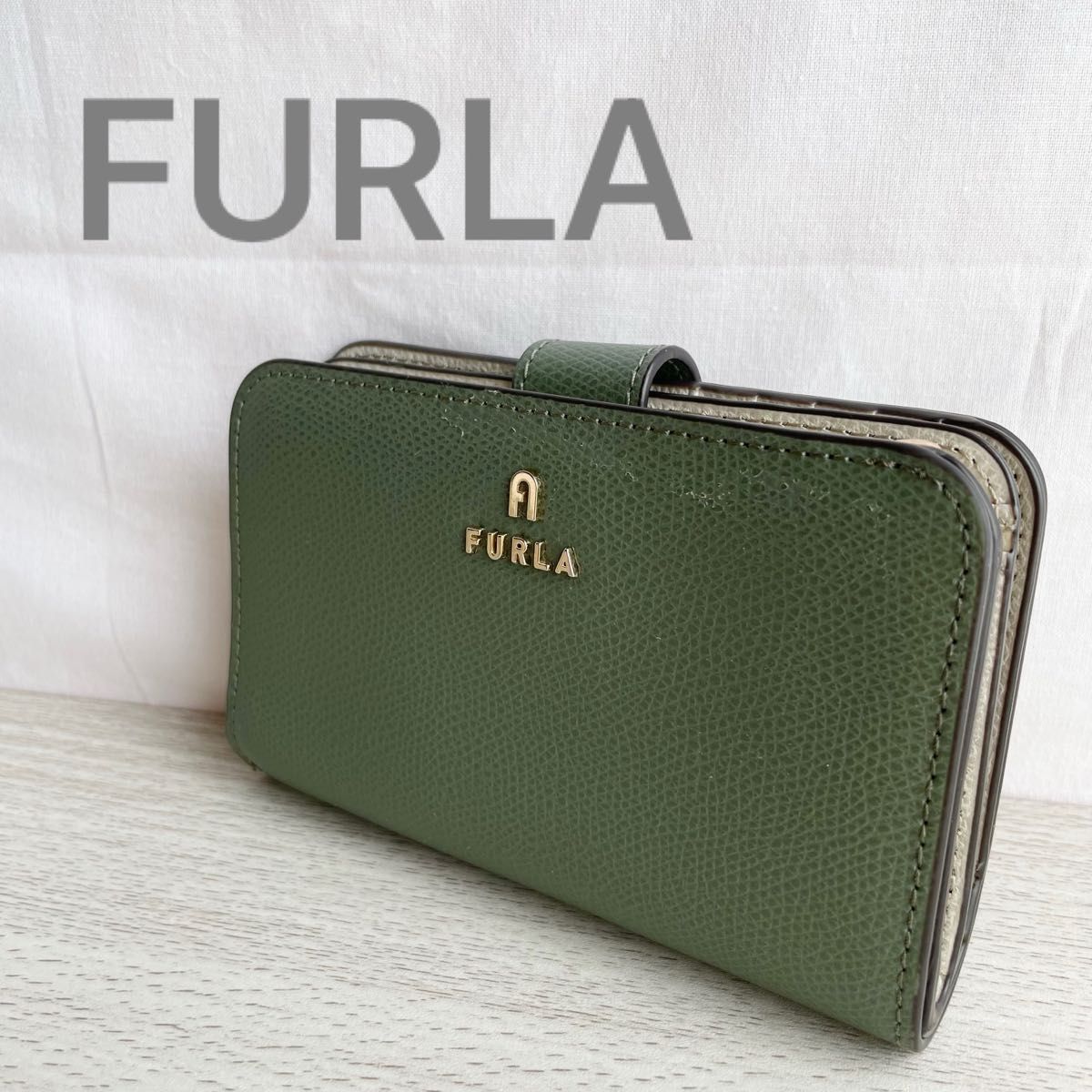 付属品全て有り☆新品 FURLA フルラ 4連キーケース グリーンベージュ