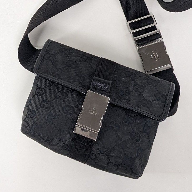 GUCCI グッチ ボディバッグ GGインプリメ ブラック レザーPVC ウエスト