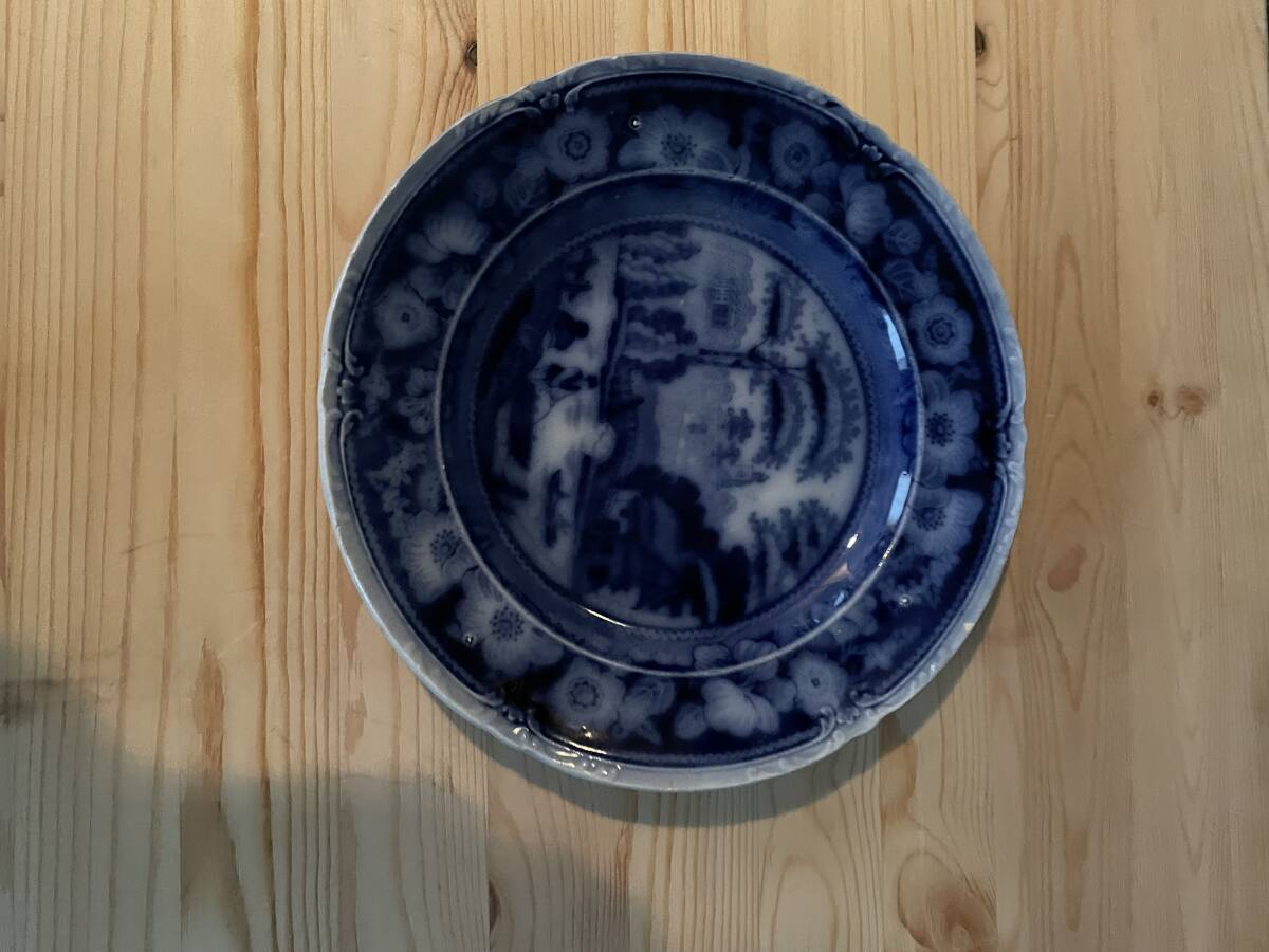 17世紀オランダ ダッチマジョリカ 藍絵石榴文皿 デルフト陶片