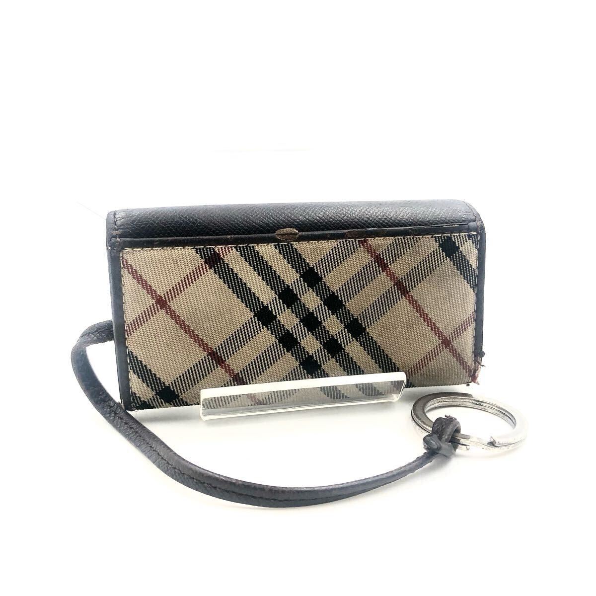 極美品】Burberry キーケース ブラック ノバチェック レザー 4連