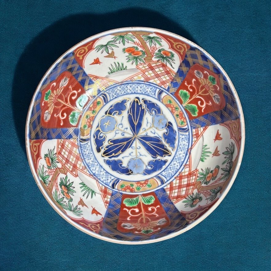 江戸時代中期 古伊万里瑠璃手 大型徳利 金銀彩赤絵 『山水風景図』飾り