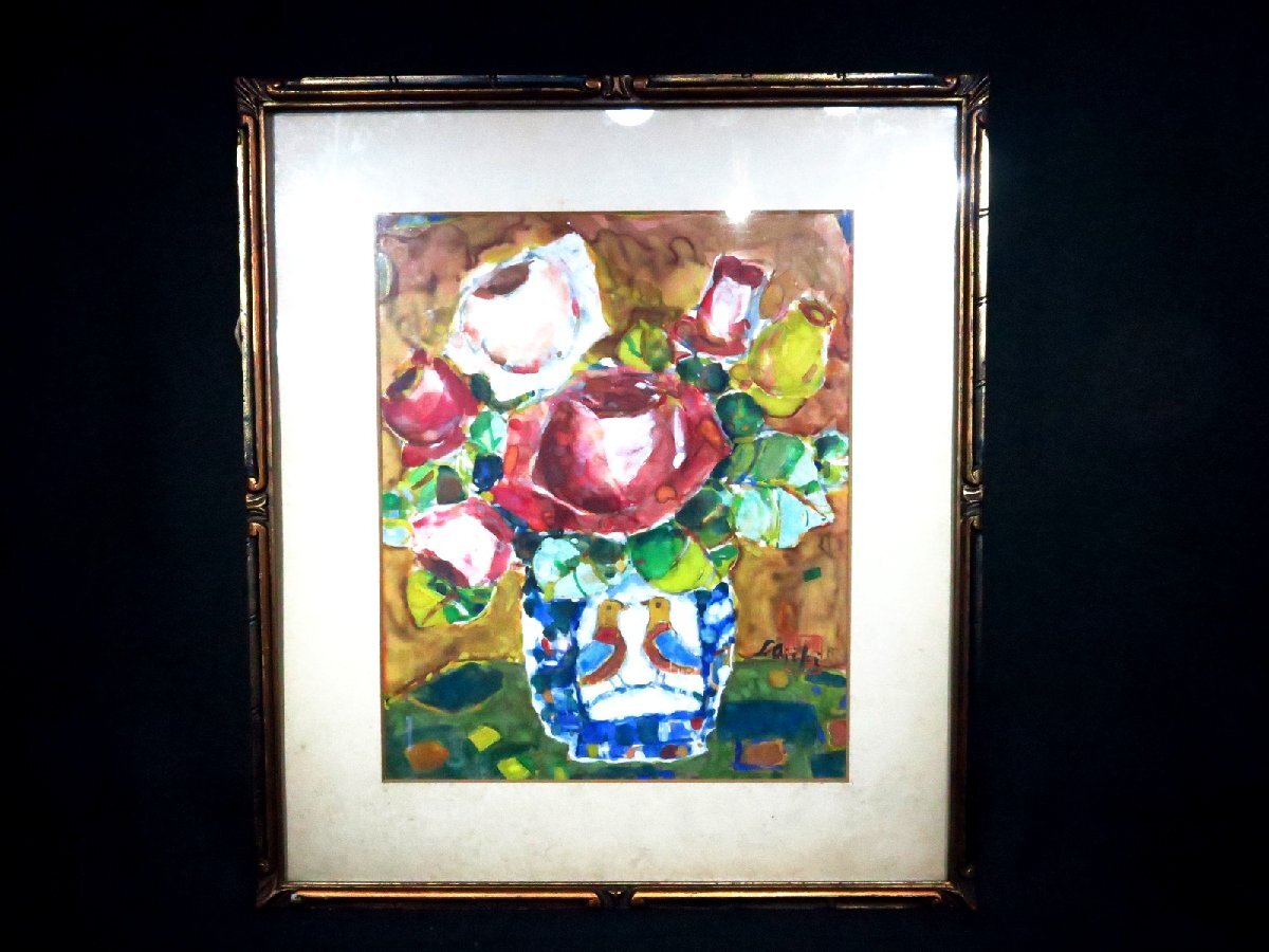 写実　日本画　【白い薔薇】肉筆画　作者不詳 Search Results for 