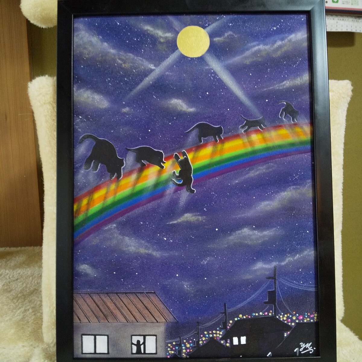【匿名配送】鉛筆画　「笑顔」　A4サイズ額つき 匿名配送】鉛筆画「笑顔」A4サイズ額つき