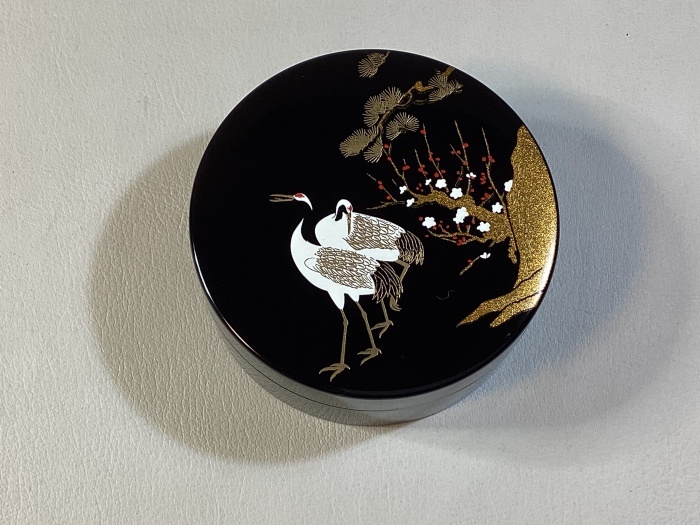 茶道具　越前塗　中林星山作　ふき漆　秋草蒔絵　八角茶器　共箱　V　5979 茶道具越前塗中林星山作ふき漆秋草蒔絵八角茶器共箱V5979
