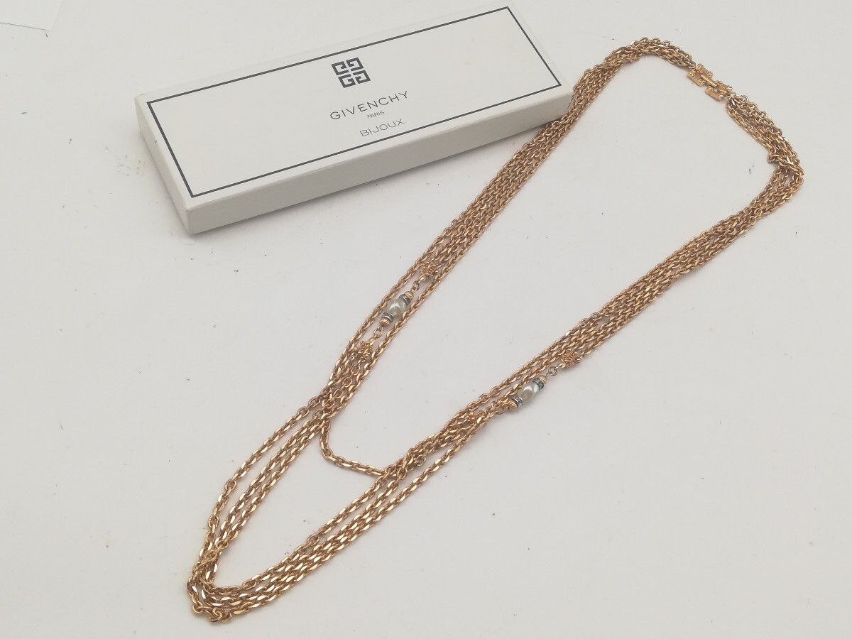 希少 GIVENCHY ネックレス チェーン 4連 ロング ゴールド ヴィンテージ 