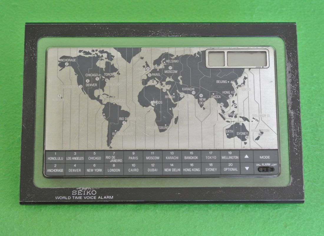 インテリア時計 SEIKO WORLD TIME VOICE ALARM SEIKO World Time Voice Alarm Retro Desk Clock 20 Countries