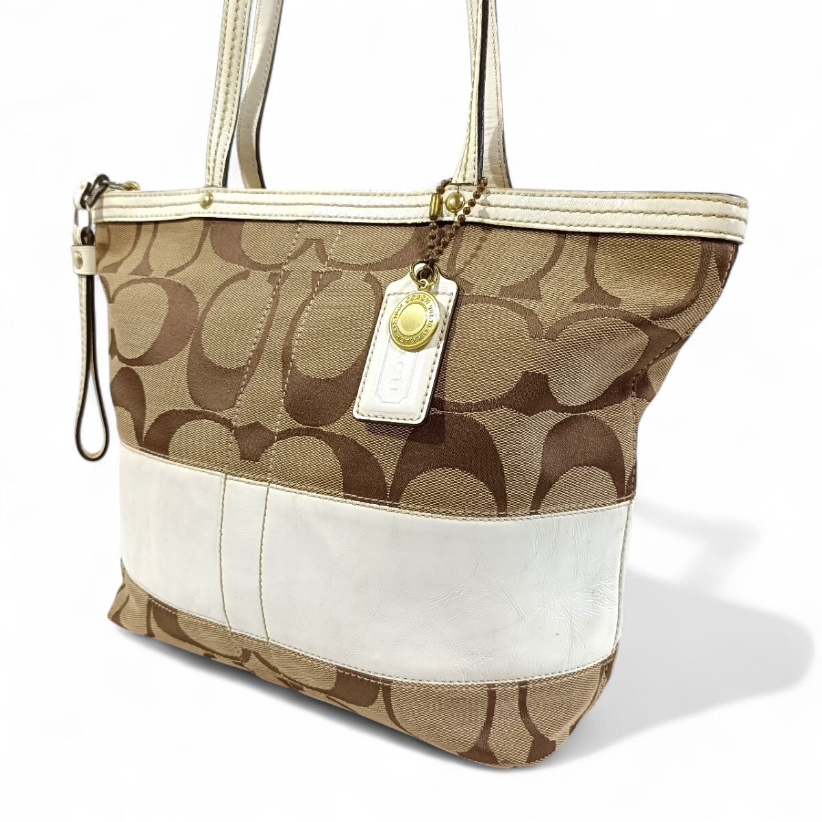 COACH コーチ シグネチャー トートバッグ ハンドバッグ ブラウン 