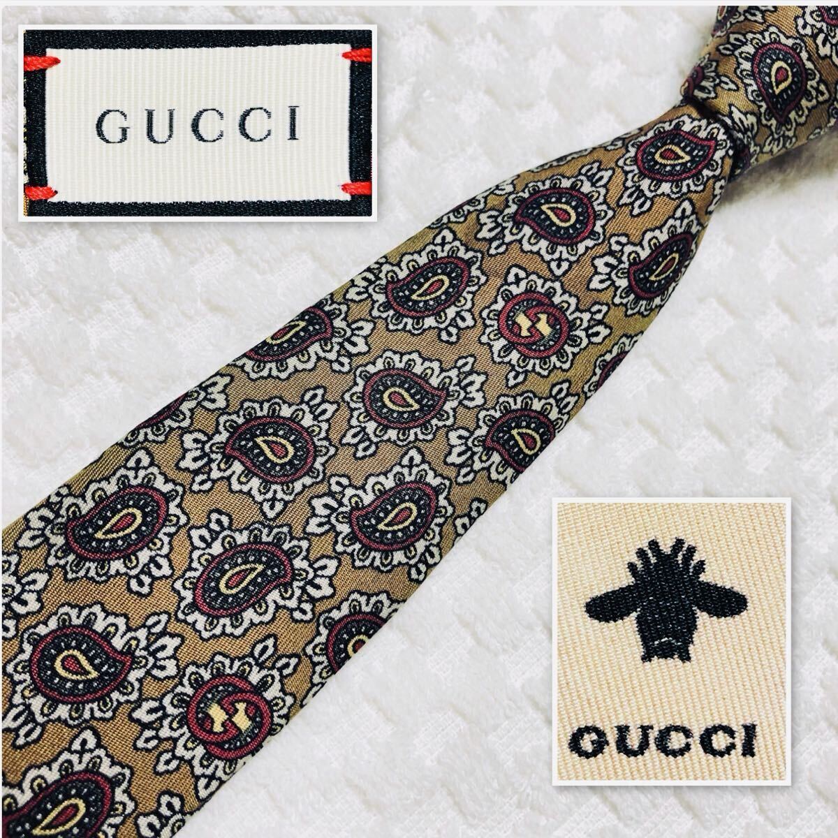 新品グッチ（GUCCI） 100％シルクレジメンタルストライプネクタイ タイ