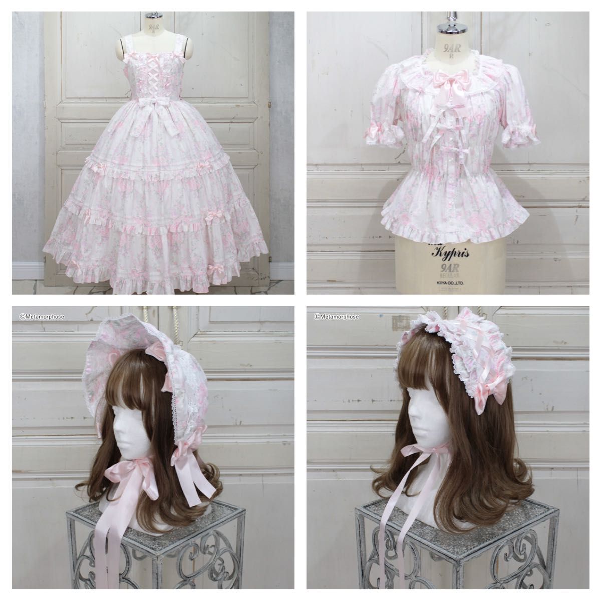 Preview of 4点セット メタモルフォーゼ シャーロットシリーズフルセット アイボリー 花柄 Charlotte ジャンパースカート JSK