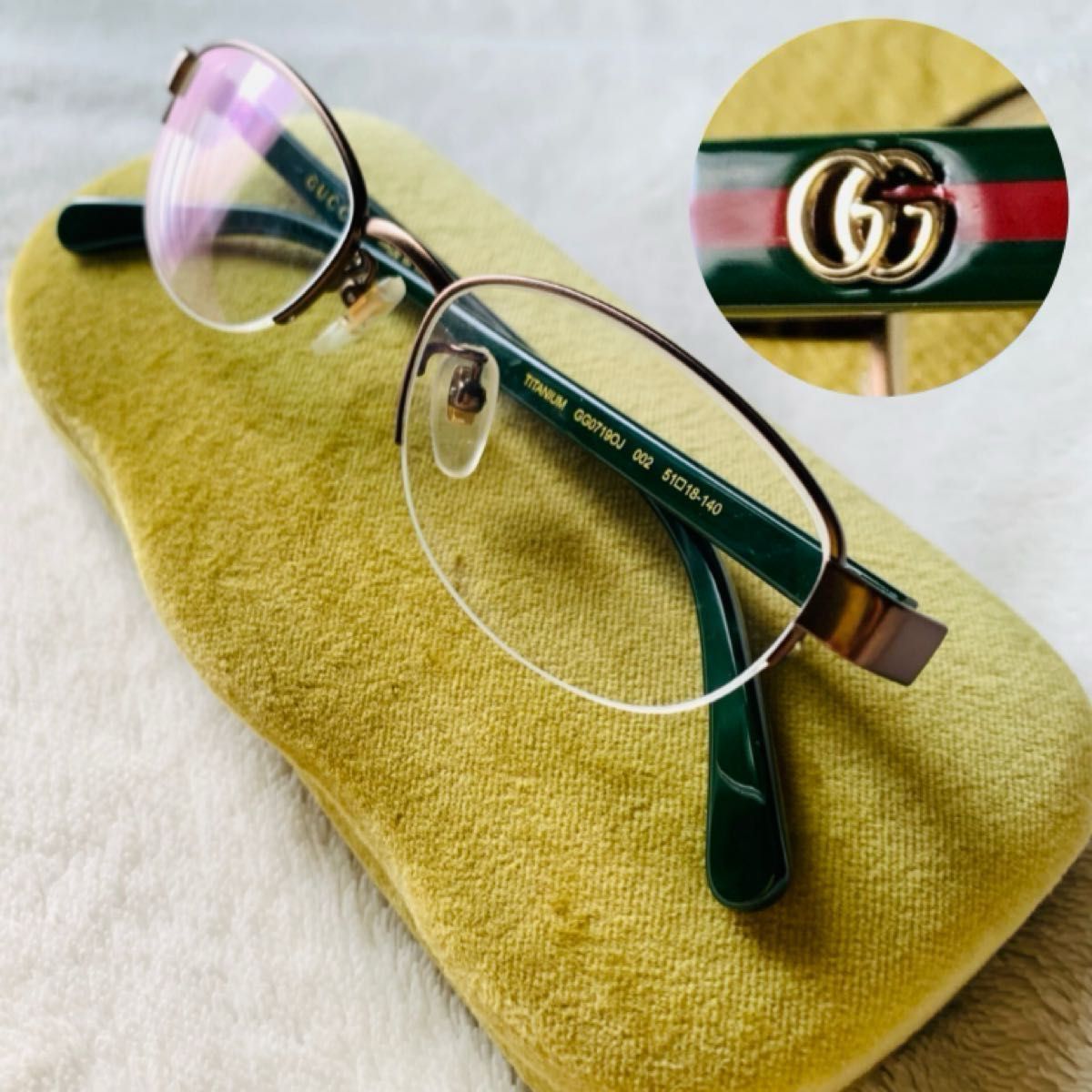 良品 GUCCI グッチ サングラス メガネ 眼鏡 メタルフレーム ユニ