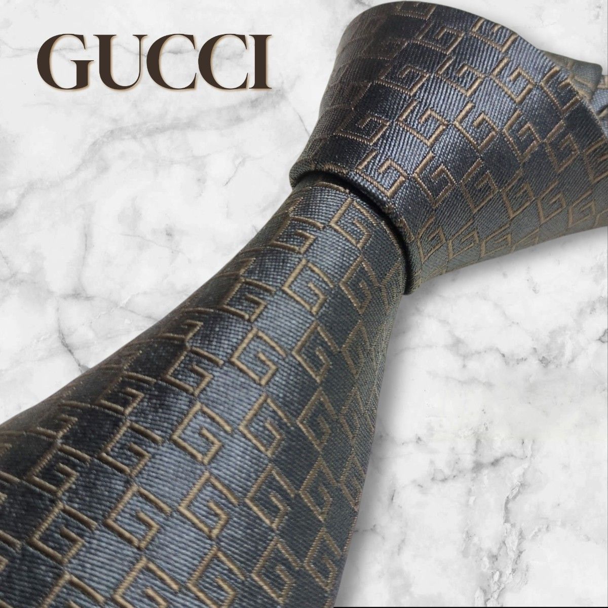 GUCCI グッチ GG柄 ネクタイ シルク シルク100 総柄 ボルドー