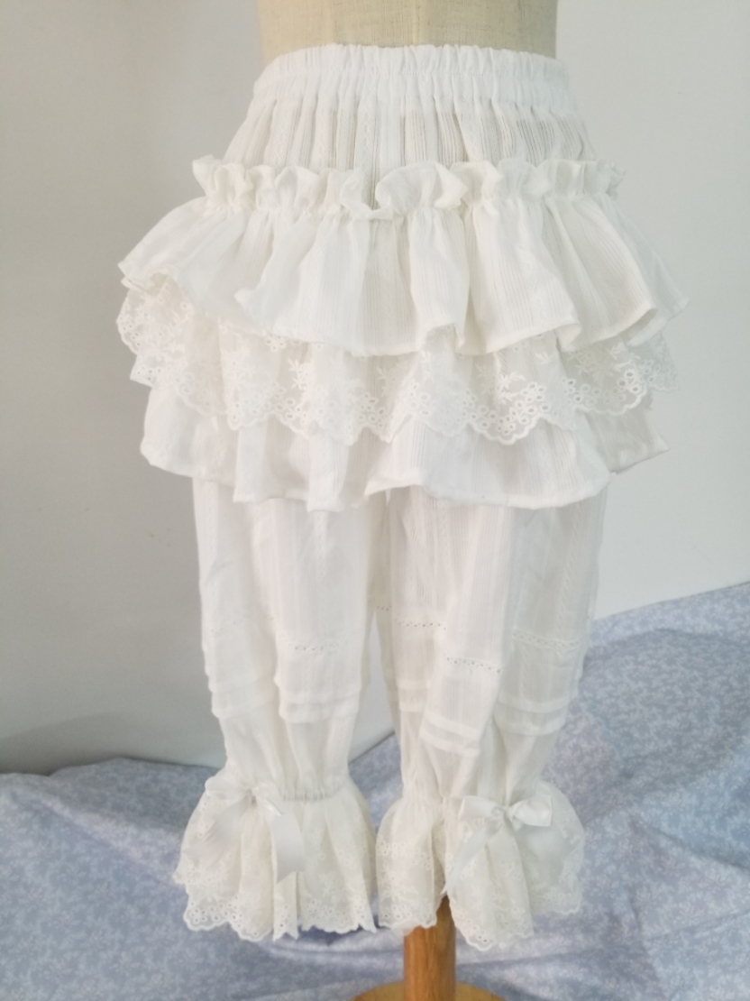 Preview of ロリータ ドロワーズ かぼちゃパンツ 春 夏 秋 段々フリル レディース レース ジャガード ズロース インナー ロリィタ ホワイト ブラック