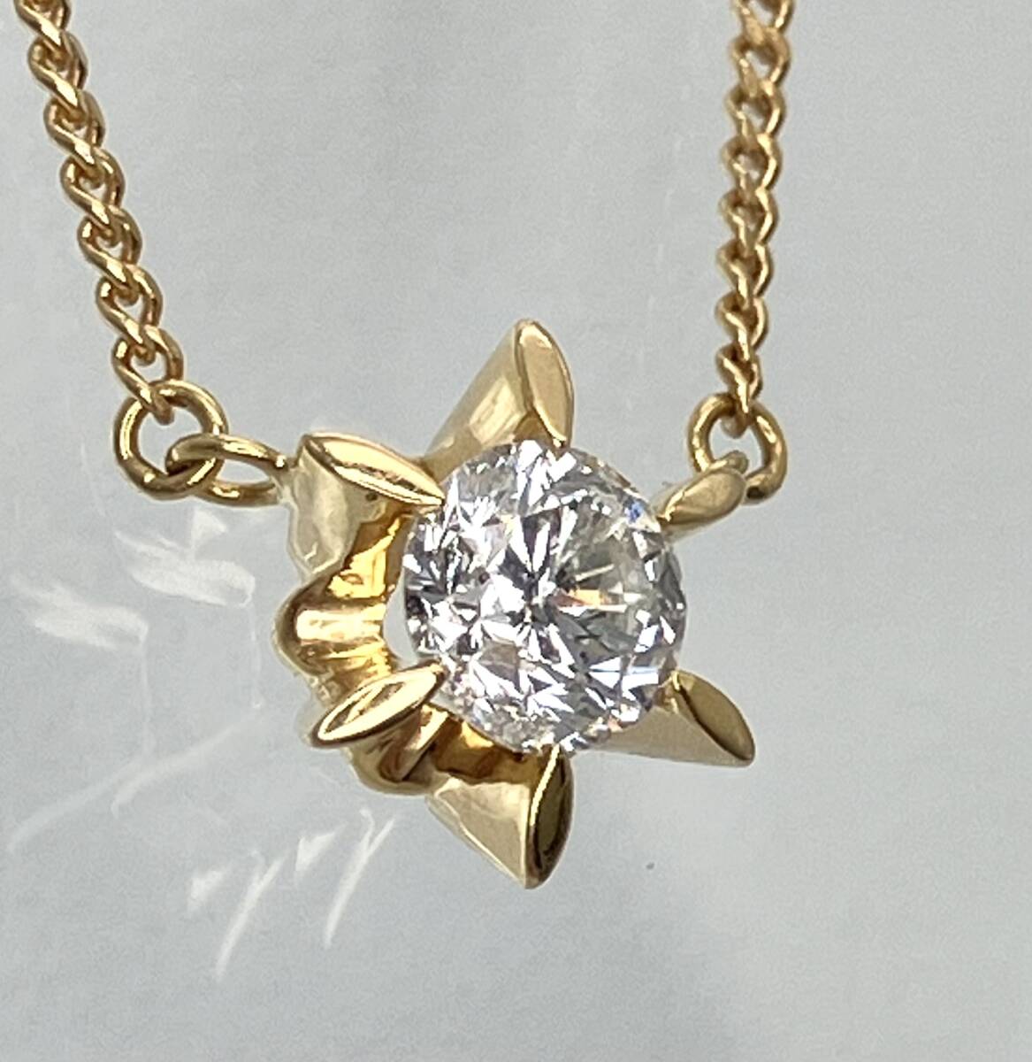 【値下げ】1.15ctダイヤトップK18鑑定書付 ネックレス レディース ダイヤモンド 華奢 0.08ct PLUSTER 一粒