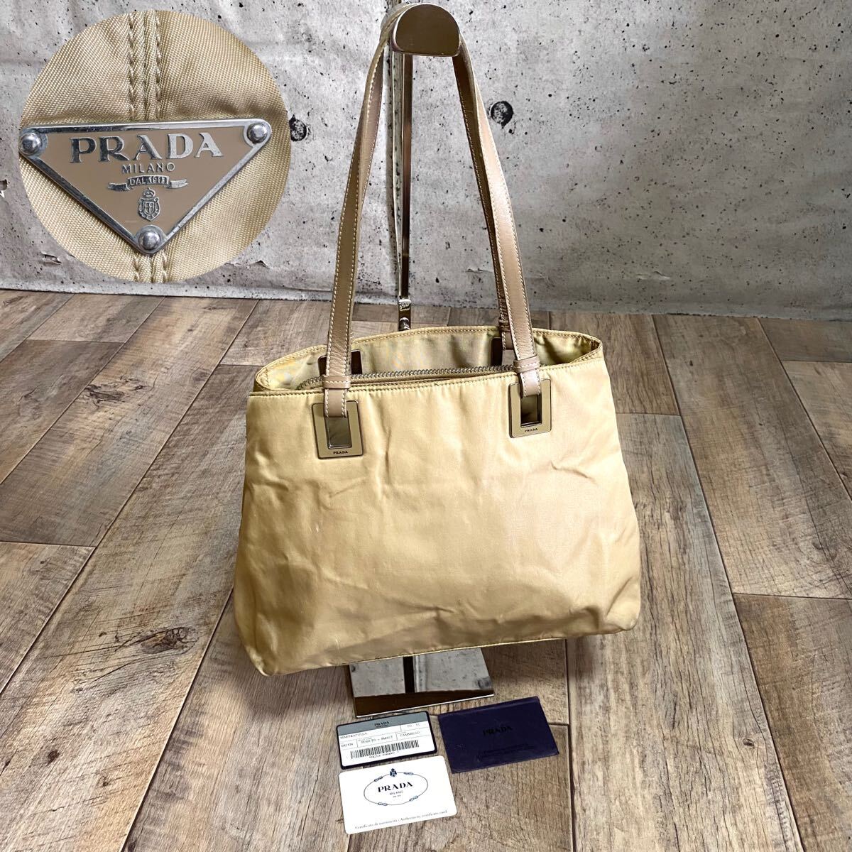 美品　PRADA プラダ　Gカード　トートバ　テスート　ブラウン　三角　白タグ レディース 美品 PRADA プラダ Gカード トートバ テスート ブラウン
