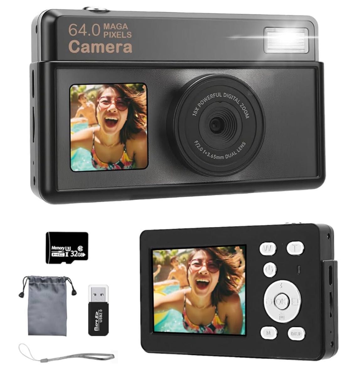 ☆卒業式・入学式☆デジカメ 4K 6400万画素 microSD対応(32GB付 
