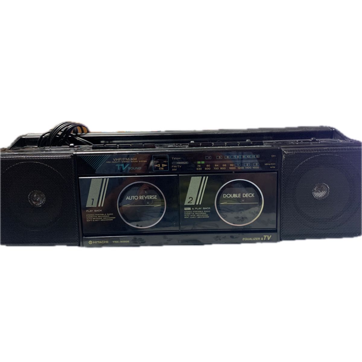555 希少名機 日立ラジカセ TRK-W2昭和レトロ ラジオFM/AM 555 希少名