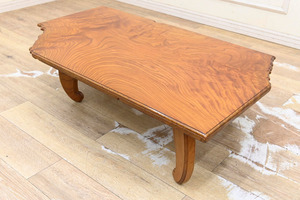 NX33 美しい縁取り 欅けやき 縮杢 玉杢 一枚板 総無垢 座卓 座敷机 ローテーブル リビングテーブル